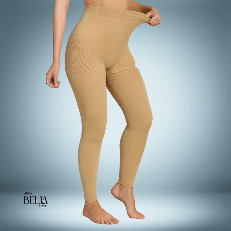 Calça Legging Canelada de Cintura Alta Sem Costura