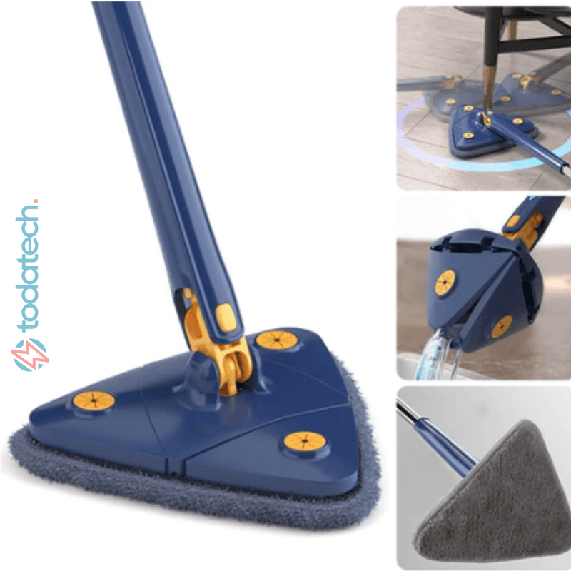 Esfregão Triangulo Mop De Limpeza Ajustável Giratória 360°