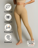 Calça Legging Canelada de Cintura Alta Sem Costura