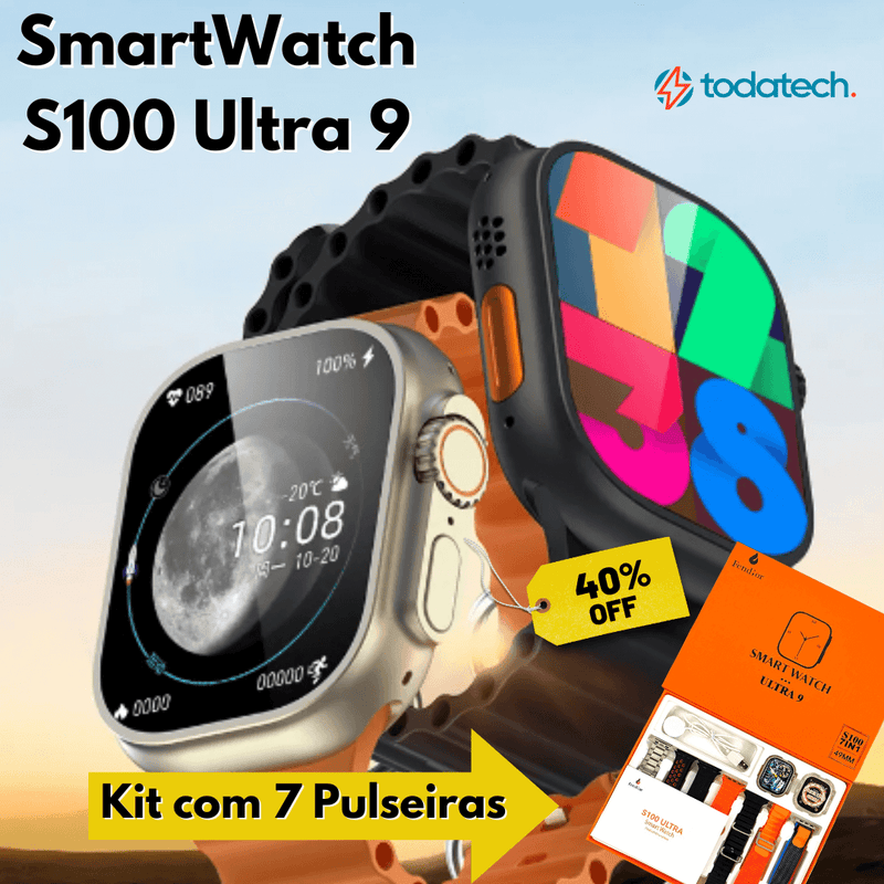 SmartWatch - Serie 9 S100 Ultra™ [Kit: 7 Pulseiras + Case]