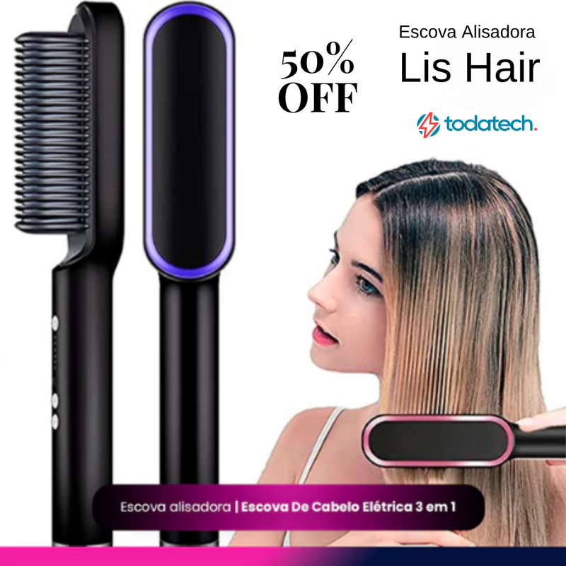Escova Alisadora De Cabelos Bivolt 5x1 Lis Hair + Frete Rápido Grátis