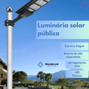 Luminária Solar Publica LED 200W - Refletor Potente para Poste Holofote com Sensor à Prova D'água