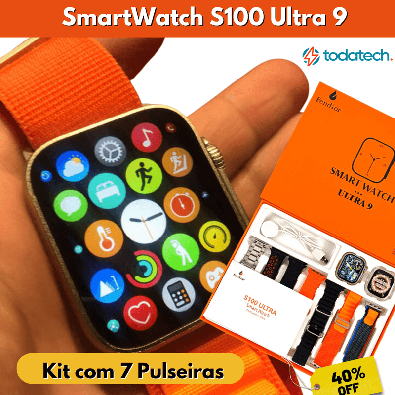 SmartWatch - Serie 9 S100 Ultra™ [Kit: 7 Pulseiras + Case]