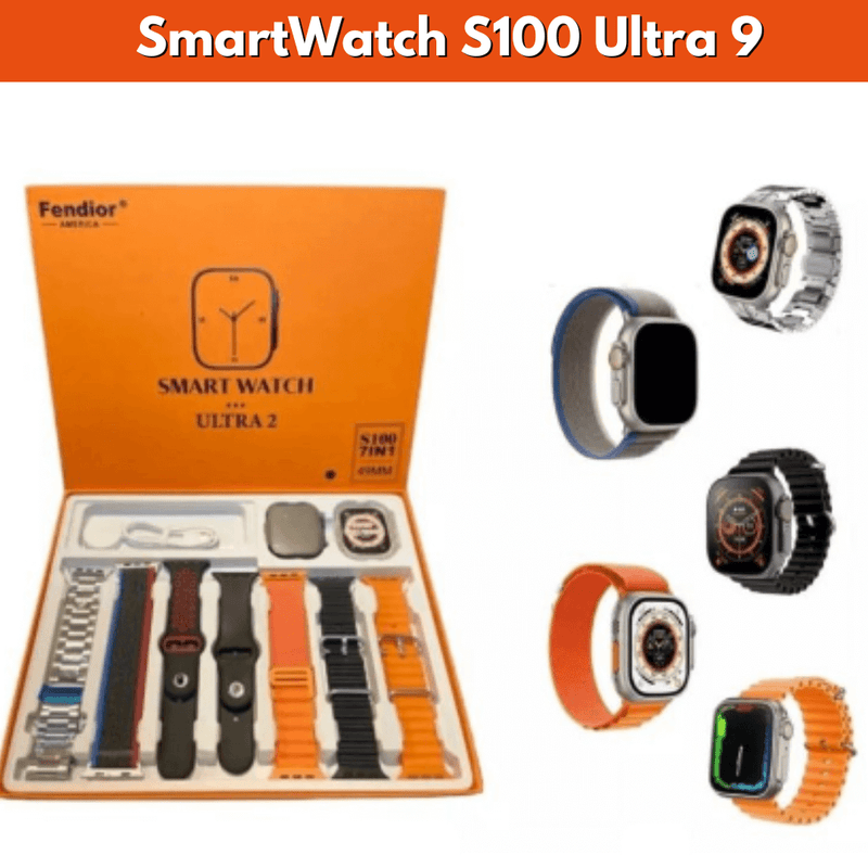 SmartWatch - Serie 9 S100 Ultra™ [Kit: 7 Pulseiras + Case]