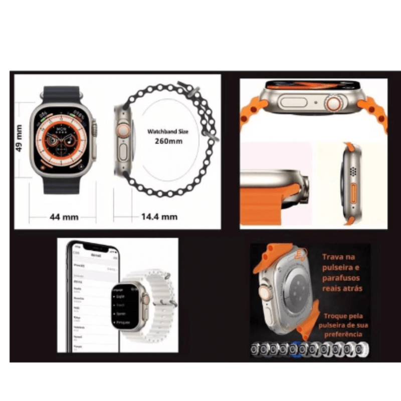 SmartWatch - Serie 9 S100 Ultra™ [Kit: 7 Pulseiras + Case]