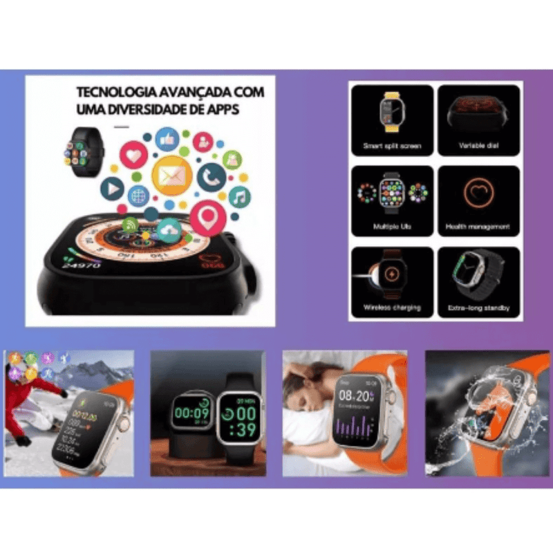 SmartWatch - Serie 9 S100 Ultra™ [Kit: 7 Pulseiras + Case]