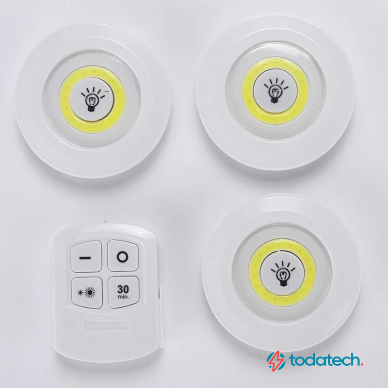 Kit 3 Luminárias Led - Sem fio com Controle Remoto - Frete Grátis
