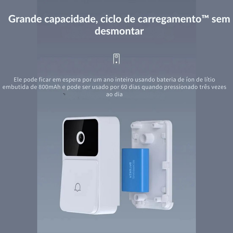 Campainha Inteligente Sem Fio com Visão Noturna e Interfone