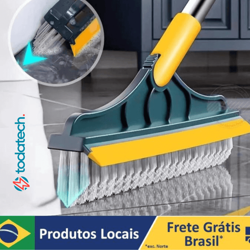 Escova Giratória De Limpeza De Piso De Cozinha Fenda/2 Em 1 Rígido De Cabo Longo Vassoura Mágica/Janelas De Banheiro