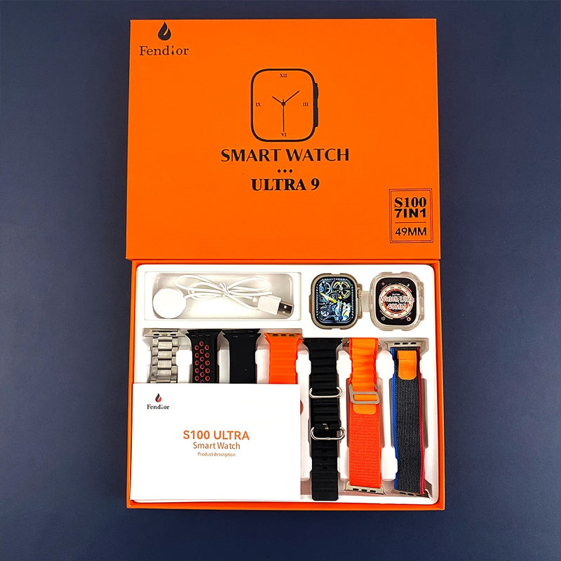 SmartWatch - Serie 9 S100 Ultra™ [Kit: 7 Pulseiras + Case]