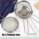 Kit 3 Peneiras Coador Em Aço Inox Para Cozinha  3 Tamanhos