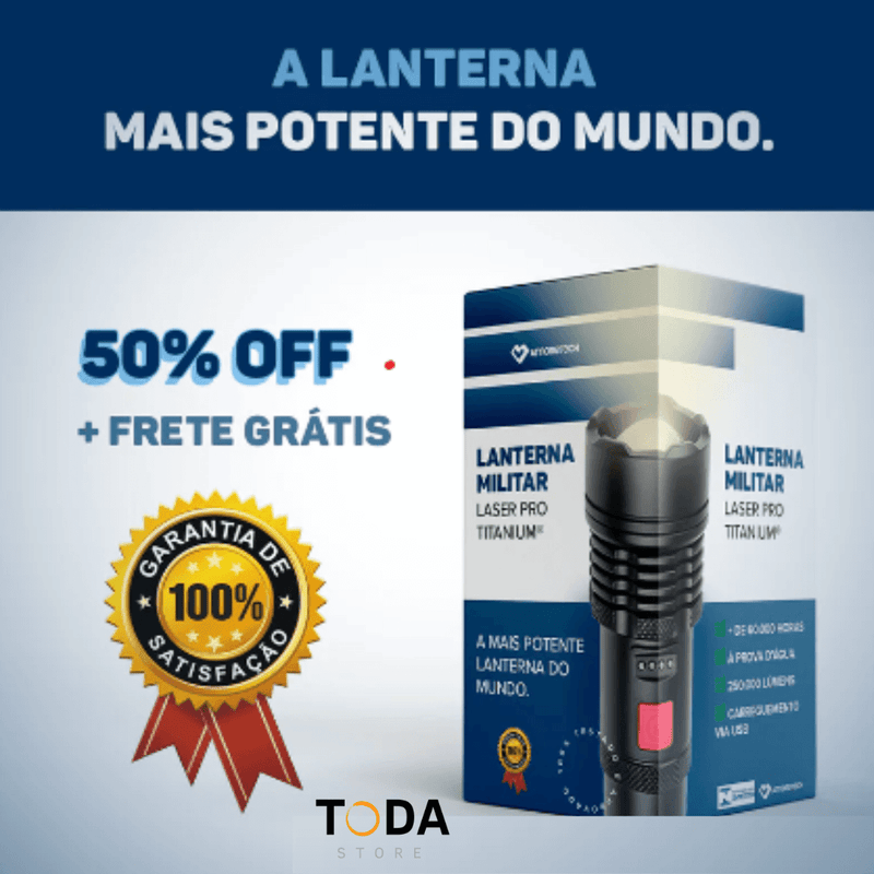 Lanterna MILITAR A prova d'água Laser Pro Titanium® - Mais Potente do Mundo [50% OFF]